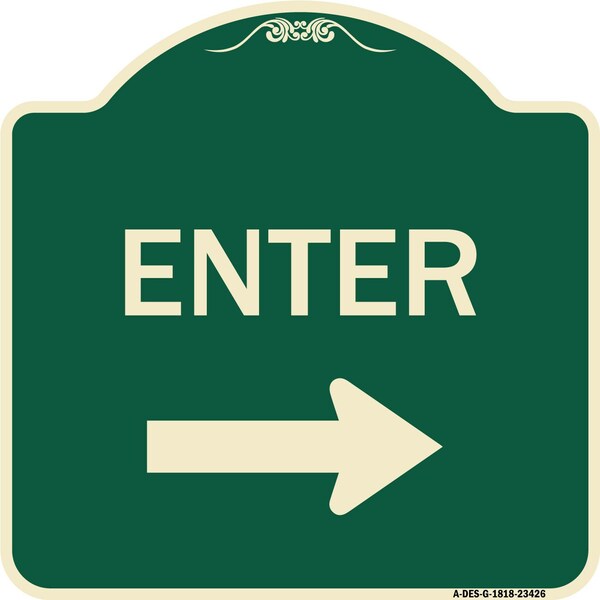 Parking Lot Enter Right Arrow Heavy-Gauge Aluminum Architectural Sign, 18" x 18", G-1818-23426